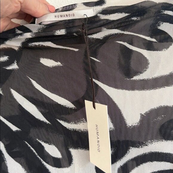 Humanoid Black and White Abstract Long Sleeve Top Womens Mesh Medium - Picture 4 of 6
